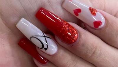 Valentines Nails Ideas With Initial