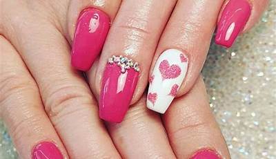 Valentines Nails Pink And White