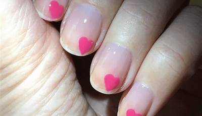 Valentines Nails Pink With Heart