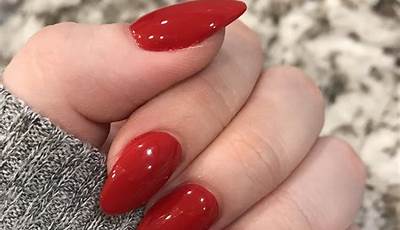 Valentines Nails Red Almond