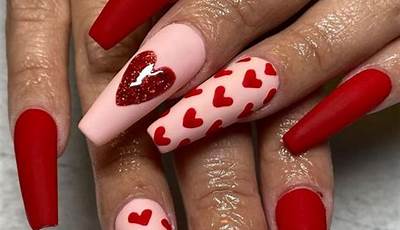 Valentines Nails Red Base