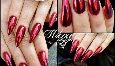 Valentines Nails Red Chrome
