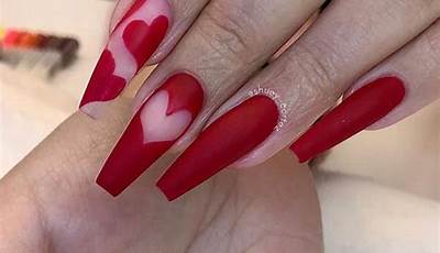 Valentines Nails Red Matte