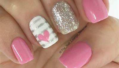 Valentines Nails Short Glitter