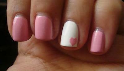 Valentines Nails Simple Pink