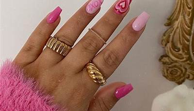 Valentines Nails Y2K Pink