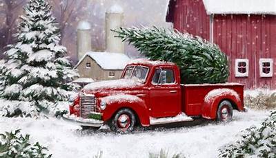 Vintage Red Truck Christmas Wallpaper