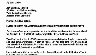 Visa Business Invitation Letter Sample