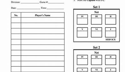 Volleyball Printable Lineup Sheets