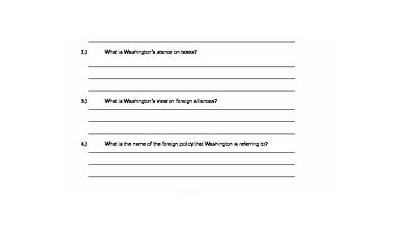 Washington's Farewell Address Worksheet