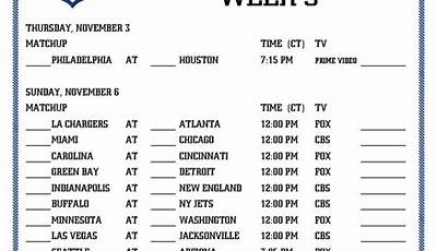 Week 9 Nfl Schedule Printable