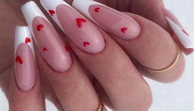 White French Tip Nails Coffin Valentines