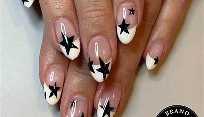 White French Tips Silver Stars