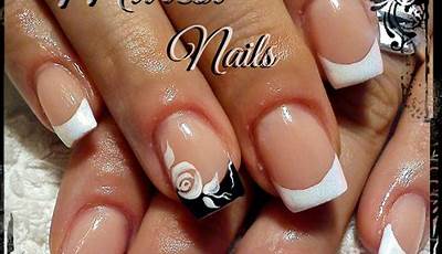 White French Tips With Black Dress