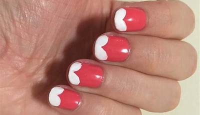 White French Tips With Blue Heart On Ring Finger