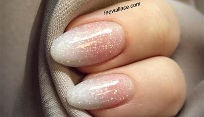 White French Tips With Glitter Oval