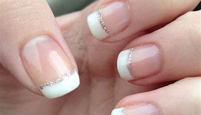 White French Tips With Gold Outline