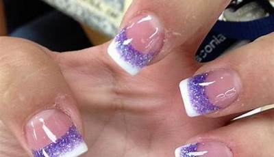 White French Tips With Purple Glitter