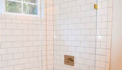 White Subway Tile Shower Gold Fixtures