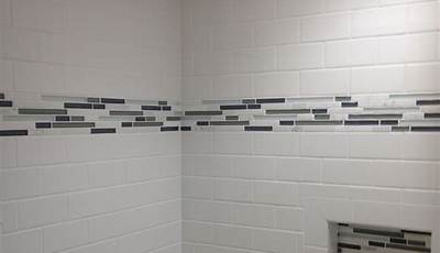 White Subway Tile Shower With Accent