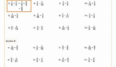 Worksheet On Addition And Subtraction Of Fractions