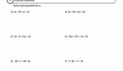 Writing Equations With Variables On Both Sides Worksheet Answers