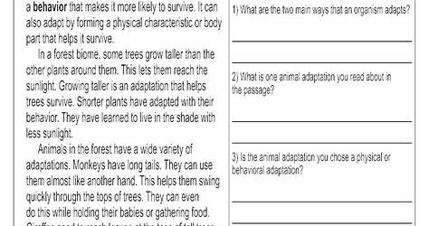 Adaptation Worksheets