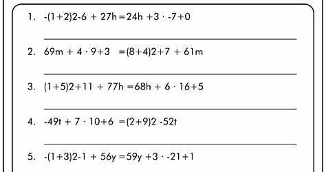 Combining Like Terms Algebra 1 Worksheet