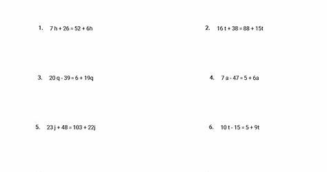 Algebra Worksheets 2 Step Equations
