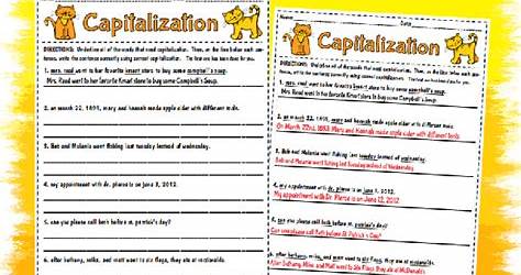 Capitalization Worksheet With Answer Key