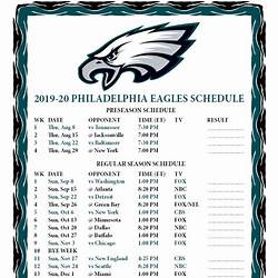 printable eagles schedule