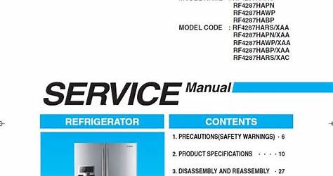 Samsung Refrigerator Manual Rf4287Hars