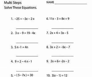 Solving Algebraic Equations Worksheet