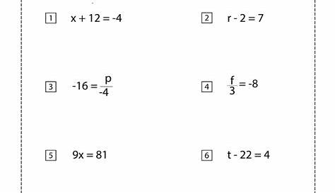 solving one-step equations addition and subtraction worksheets