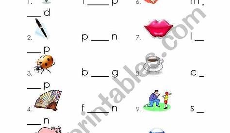 medial vowels for kindergarten worksheet