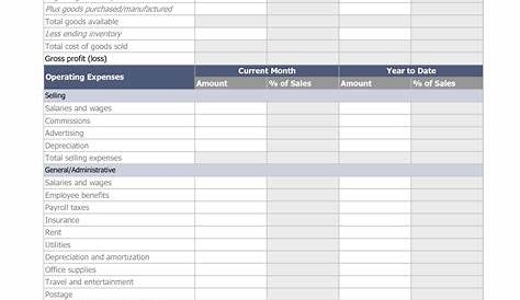 Income Statement Worksheet — excelxo.com