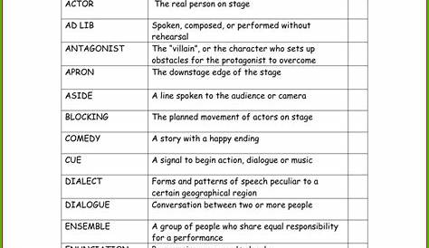 drama terms worksheet