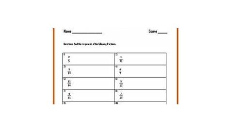 Reciprocals of Fractions Worksheets (Three worksheets w/ answer keys)