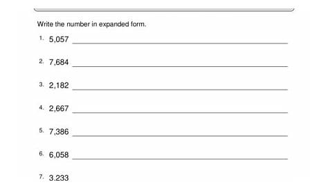 Worksheet of Numbers in Expanded Form