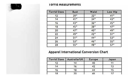 torrid plus size clothing for women | Chart sizes | Pinterest | Torrid