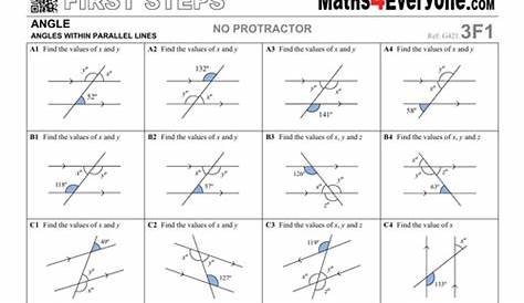 parallel lines angles worksheet pdf