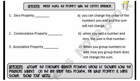 identiffing the math propertys worksheet