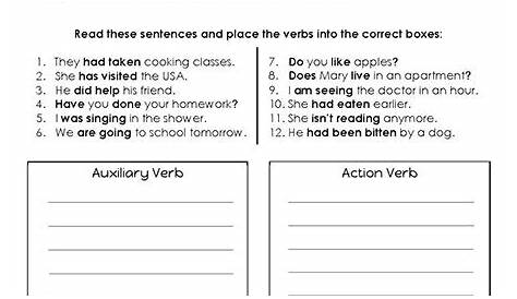 grammar worksheet verbs