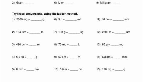 metric mania worksheet answers
