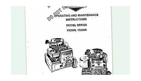 BRIGGS AND STRATTON 5hp ENGINE series 130900 132900 OPERATING MANUAL