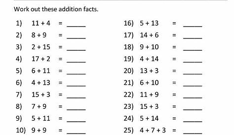 Math Addition Facts to 20