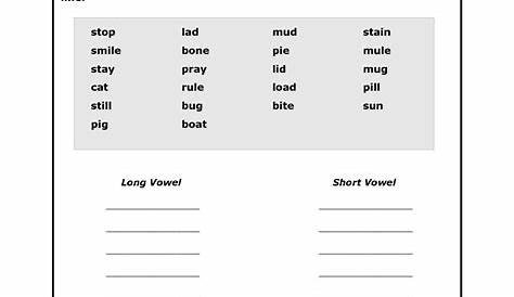 Long and Short Vowel Sounds Worksheet | Short vowel worksheets, Short