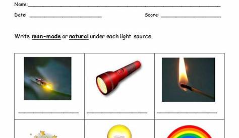 Light sources worksheet 2