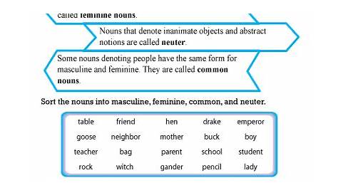 Gender of Nouns Worksheets