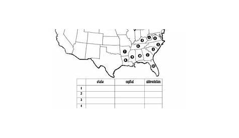 southeast states and capitals quiz printable